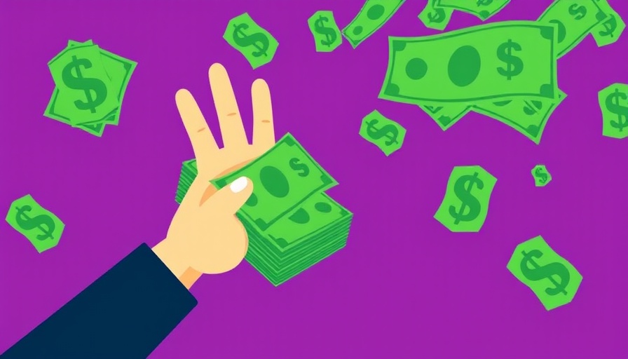 Illustrated hand reaching for cash, symbolizing Customer Mode.