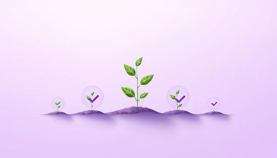 Illustration of plant growth stages with checkmarks, social media consistency