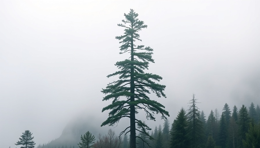 Solitary tree in foggy forest representing carbon credits