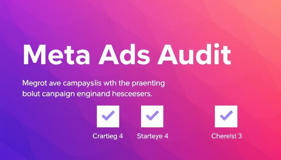 Meta Ads Audit checklist on gradient background in purple-pink.