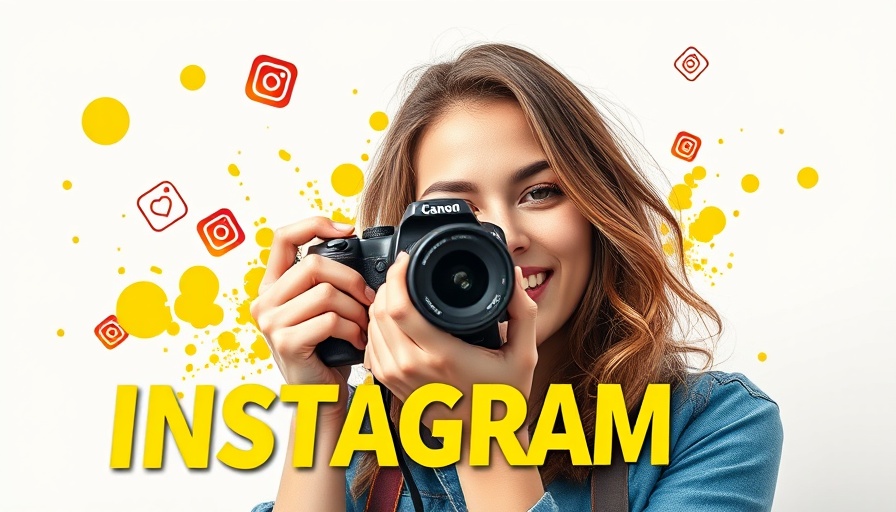 Instagram updates concept with woman holding a camera.