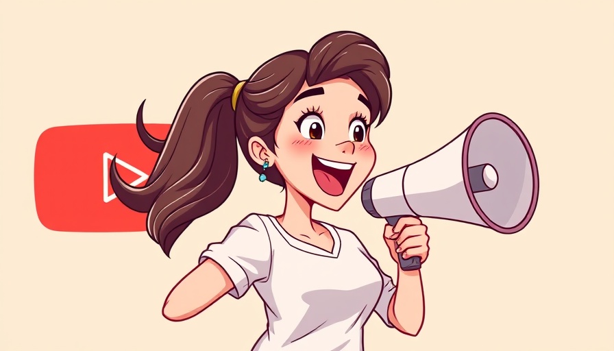 YouTube Premium upgrade announcement with a woman, megaphone, and logo.