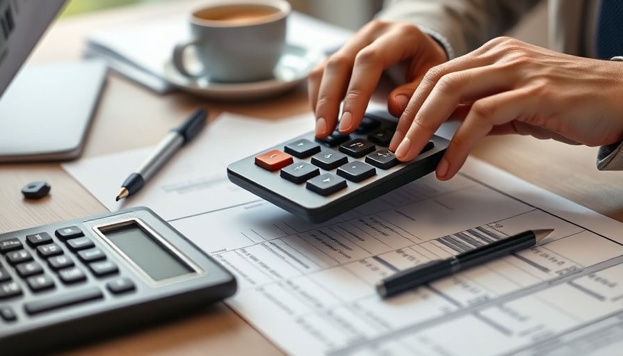 Calculating expenses on a desk with documents, relates to Vehicle Expense Deductions.