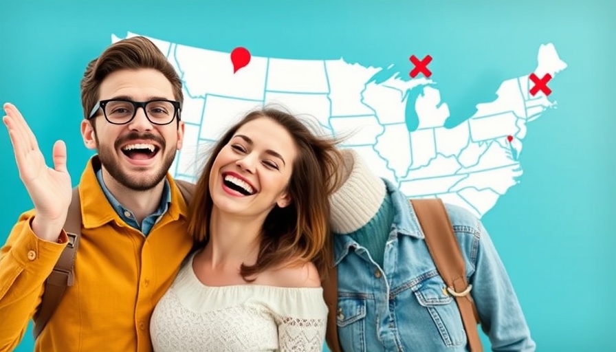 Airbnb markets map with red X marks and smiling people.