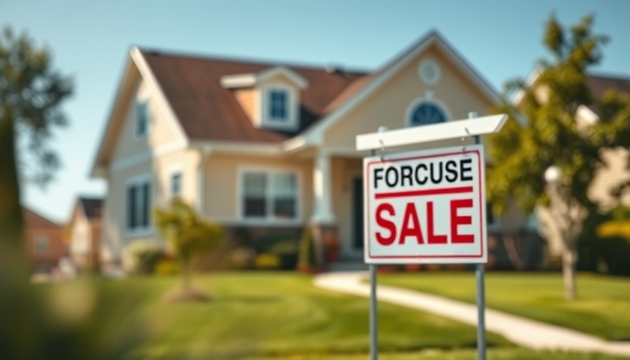 Suburban house with a foreclosure sign for sale, related to mortgage payments.