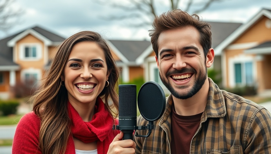 Podcast hosts discussing negative cash flow in vibrant suburban setting.