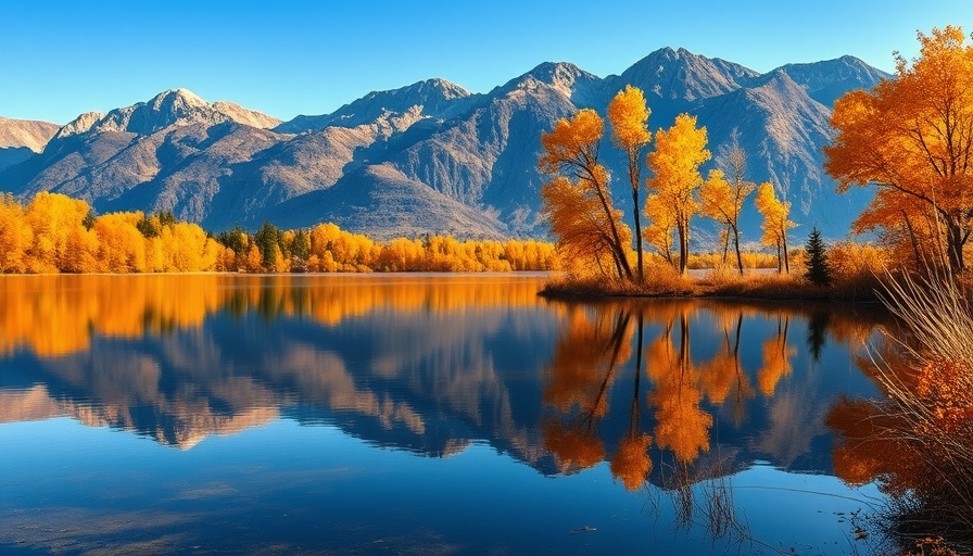 Vibrant autumn landscape with trees reflecting in a lake