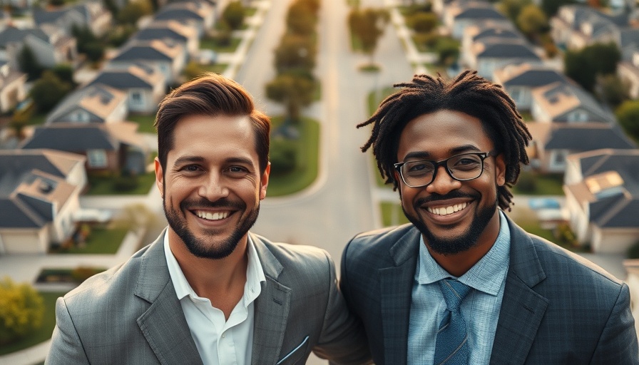 Men representing Midwest startup surge with suburban background.