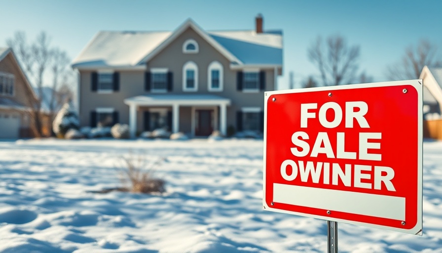 Owner financing house for sale in snow-covered landscape.