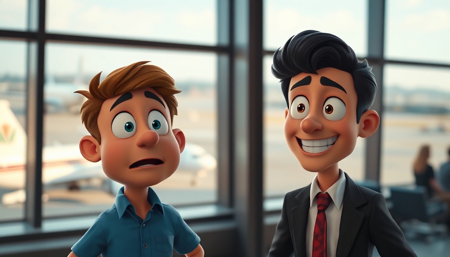 Animated characters at airport, travel hacking theme, episode 606.