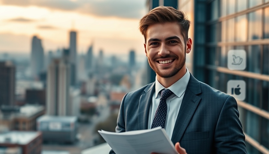Professional young man in influencer marketing, New York backdrop