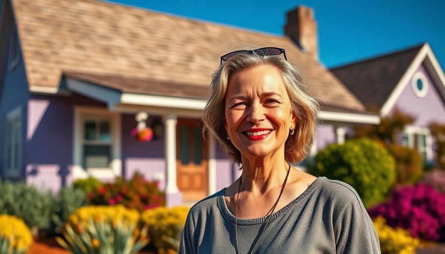 Smiling woman in front of house with vibrant garden, Airbnb Investments