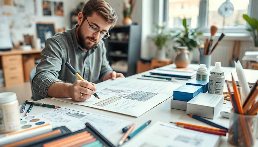 Creative product design sketches and prototypes in a design agency.