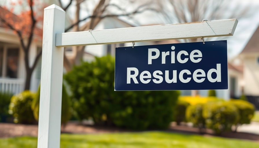 Real estate sign showing homes price cuts February 2023.