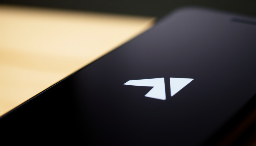 Sleek modern logo on smartphone, minimalist black and white design.