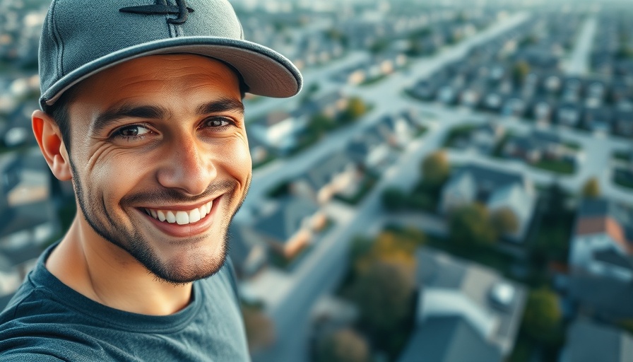 BRRRR Method for Real Estate Investment concept with smiling man and neighborhood.