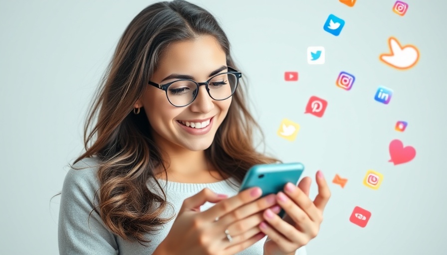 Instagram comment automation concept with smiling woman texting.
