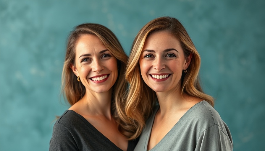 Two women smiling against a teal background, tax tips for homeowners 2024.