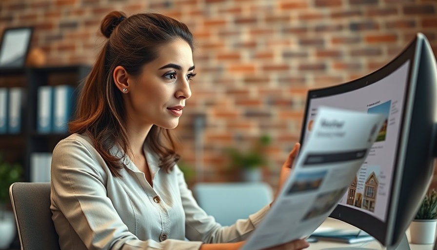 Young woman browsing best places to list a rental online in an office.