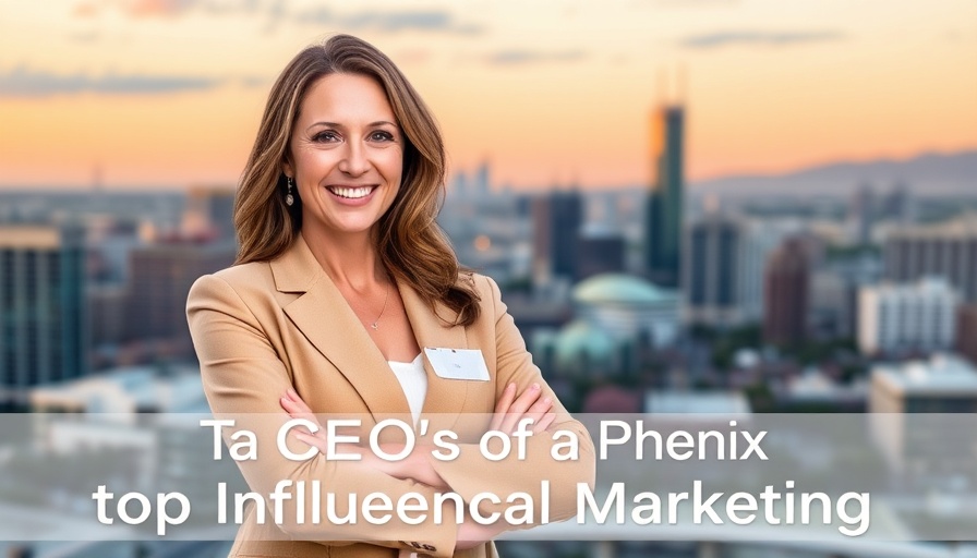 Phoenix Influencer Marketing CEOs: Businesswoman with city backdrop.