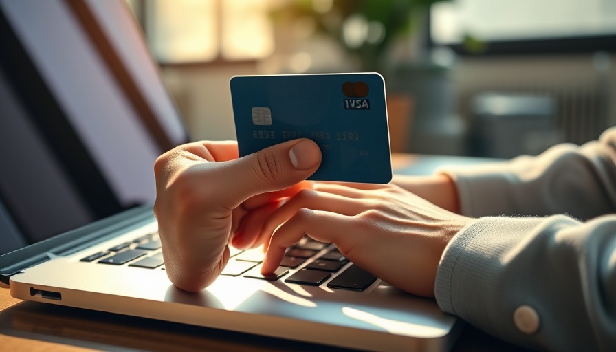 Close-up hand holding credit card over laptop for instant approval business credit cards.
