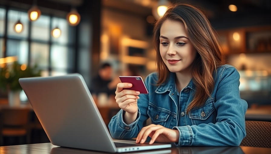 Young woman uses laptop to accept credit card payments online for free.