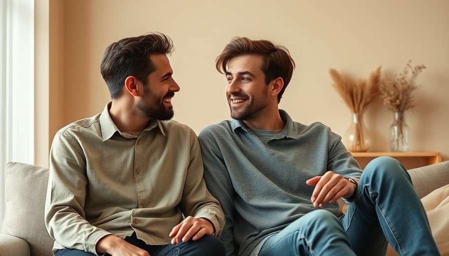 Casual couple sharing relationship struggles on a sofa.