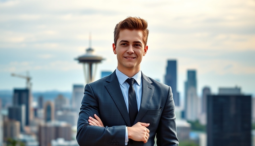 Top CEOs of Social Media Marketing Agencies in Seattle, young man with Seattle skyline.