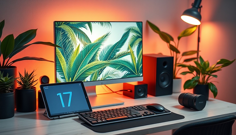 Modern creative workspace ideal for content creators, showcasing tech gadgets.