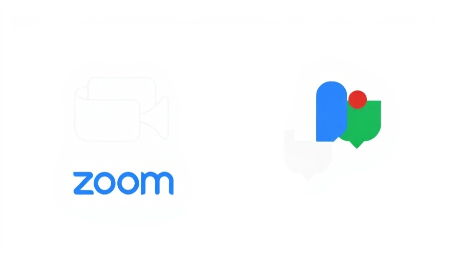 Minimalist Zoom vs Google Meet logos on white background.