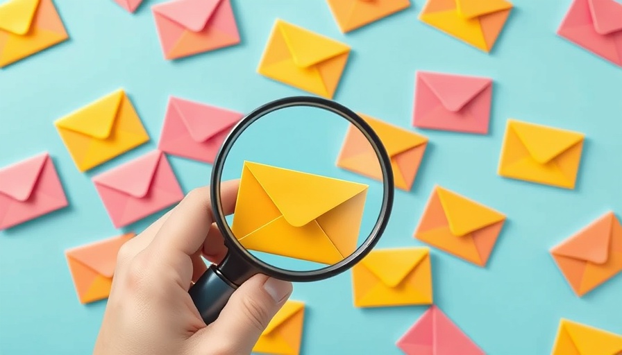 Illustration of a hand magnifying email icons to check email address owner information.