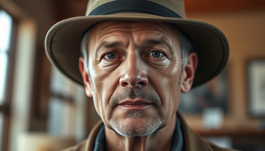 Middle-aged man for Facebook Profile Feed Placement with neutral look.