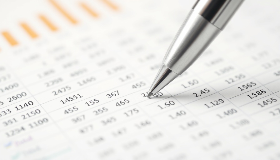 Spreadsheet with financial data and pen for retained earnings accounting.