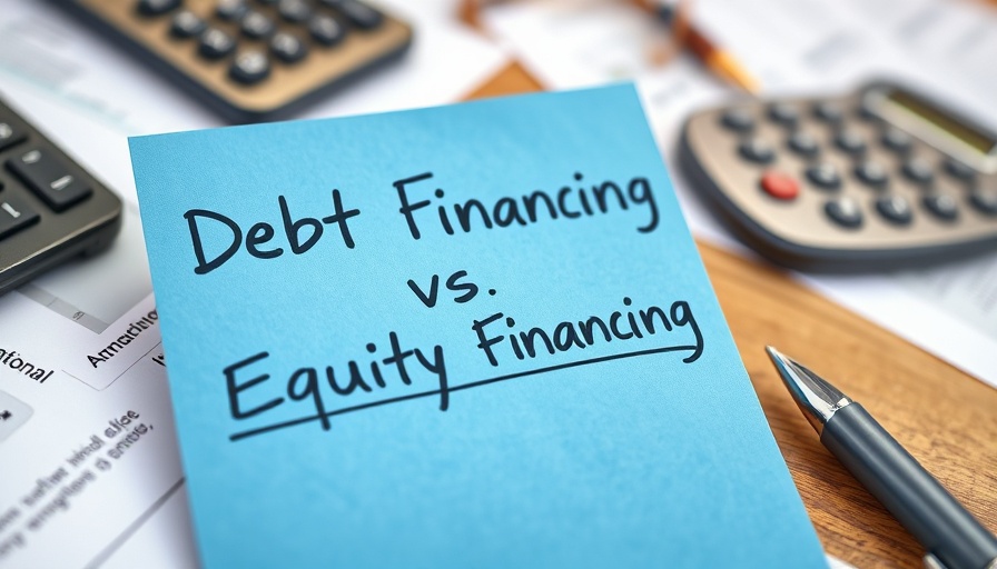 Debt vs Equity Financing concept handwritten on notepad with calculator.