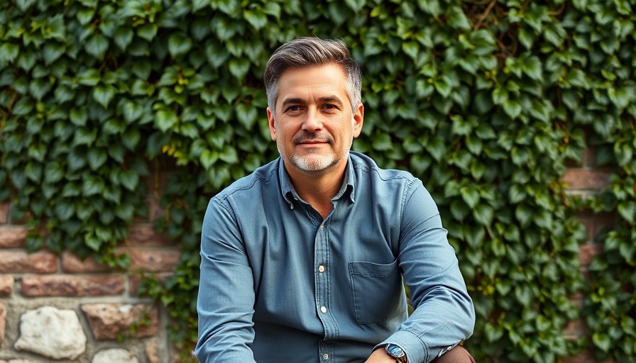 Middle-aged man seated in front of ivy wall, life lessons in personal branding.