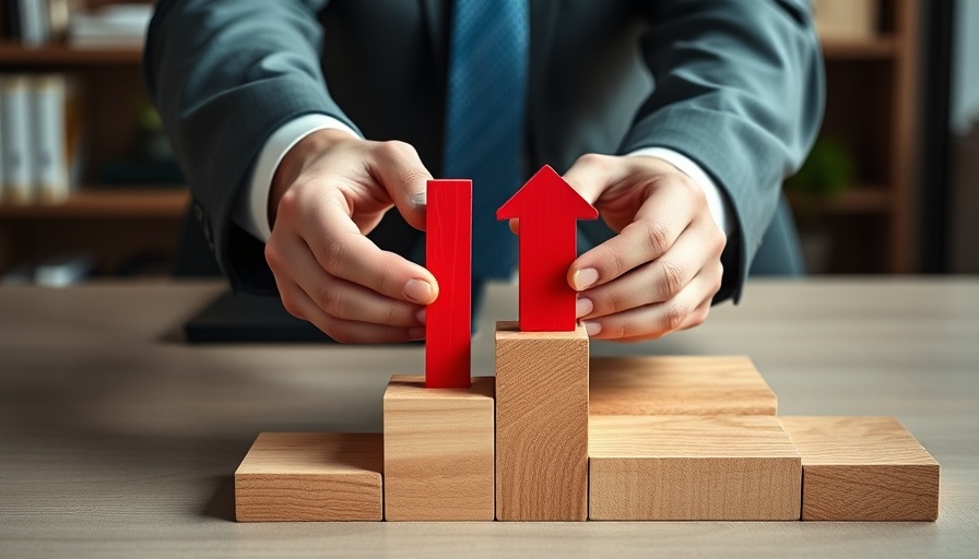 Businessman comparing red and green figures on wooden blocks, tax participation concept.