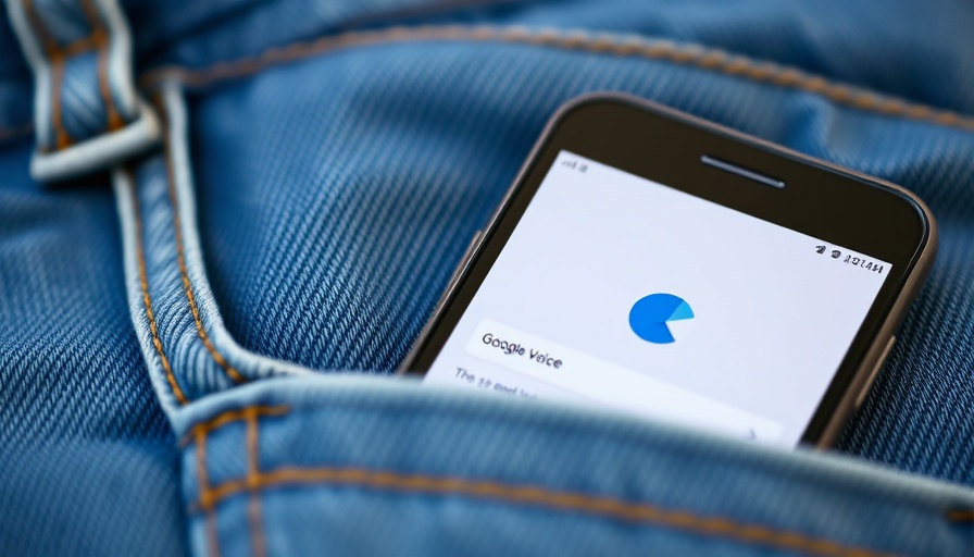 Smartphone with Google Voice app in pocket for business communications.