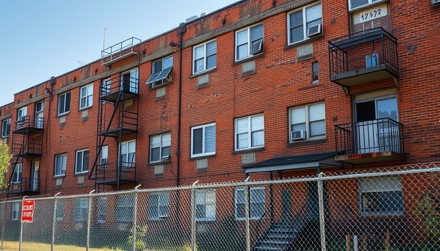 Old brick public housing building showcasing urban decay in U.S.