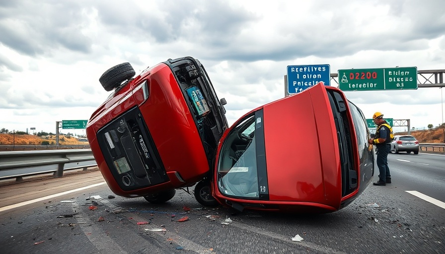 Highway car accident scene depicting elements to prove in a car accident claim.