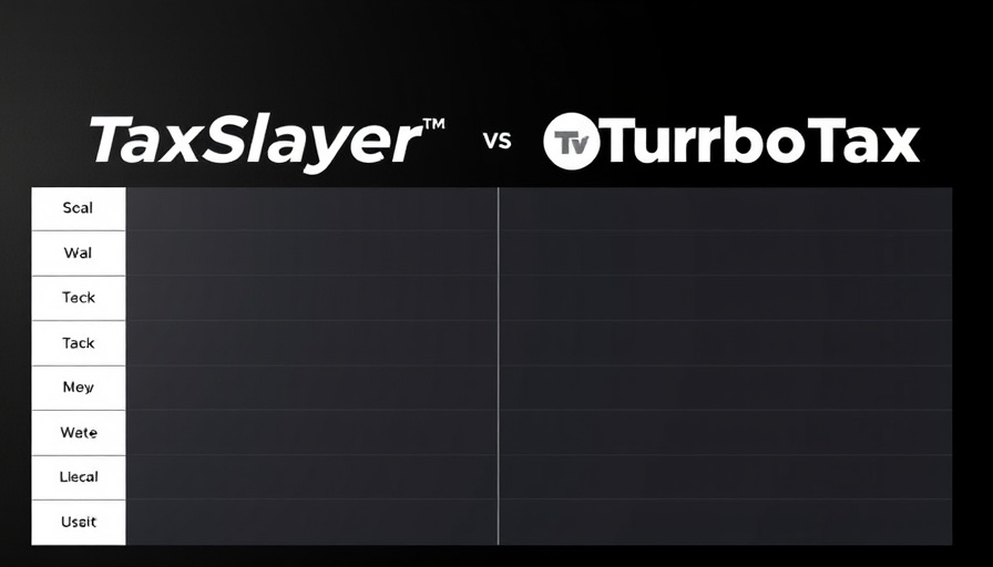Minimalist comparison of TaxSlayer vs TurboTax logos on split background.