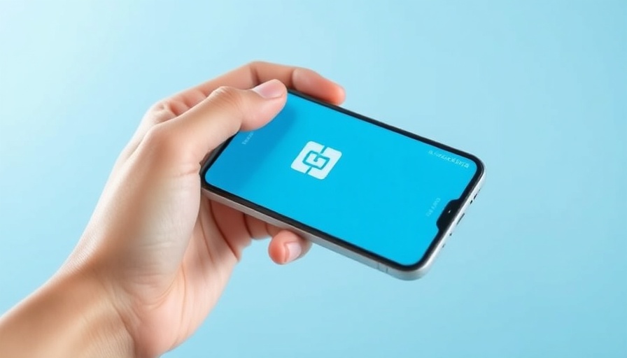 Square payment processing on smartphone with card reader, light blue background.