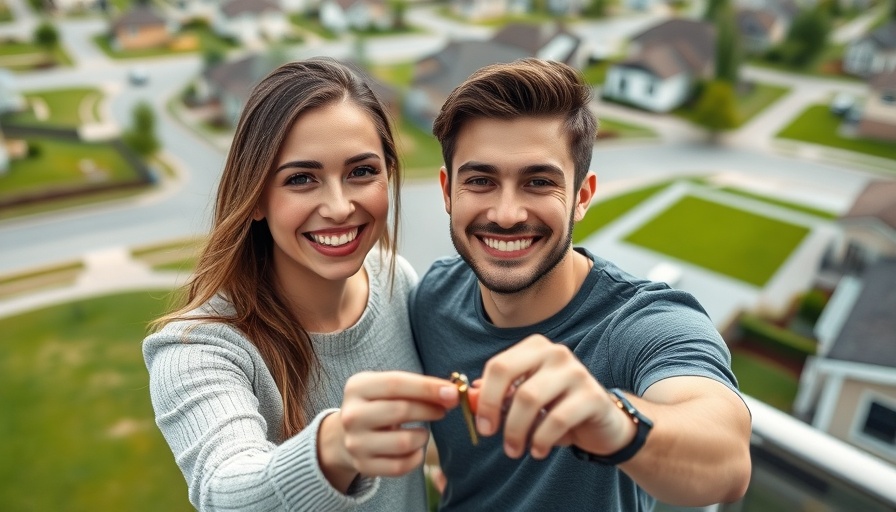 Young couple receiving keys, good time to buy a home.