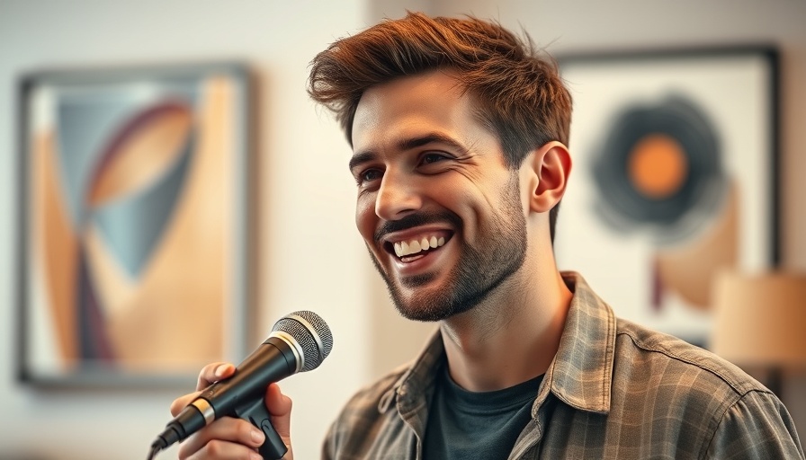 Smiling man discussing Signals Gateway indoors with modern decor.