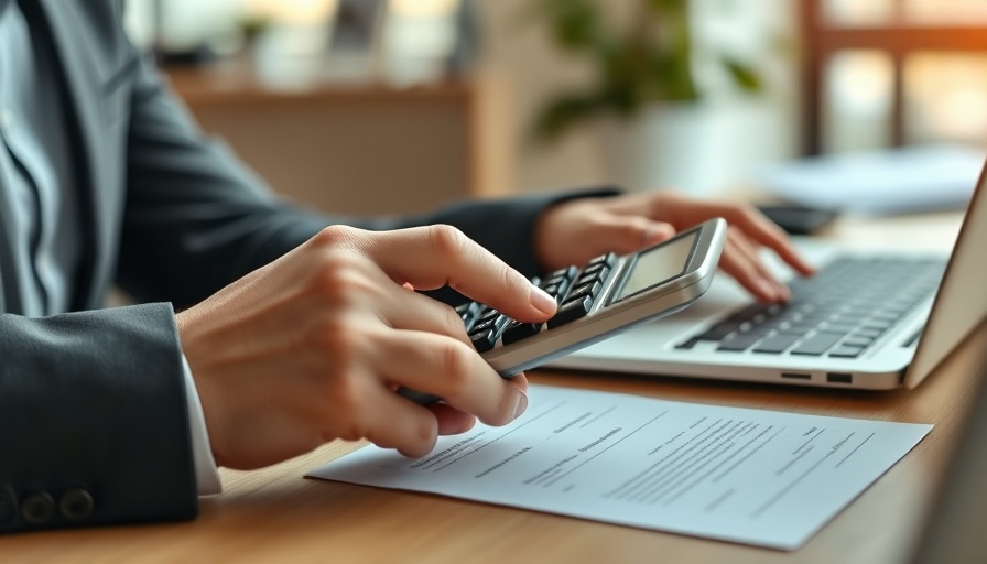 Hands using calculator in office for cost calculations, what is prime cost concept.