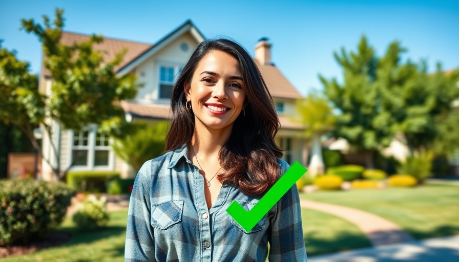 Woman showing real estate investing strategy with house and check mark.