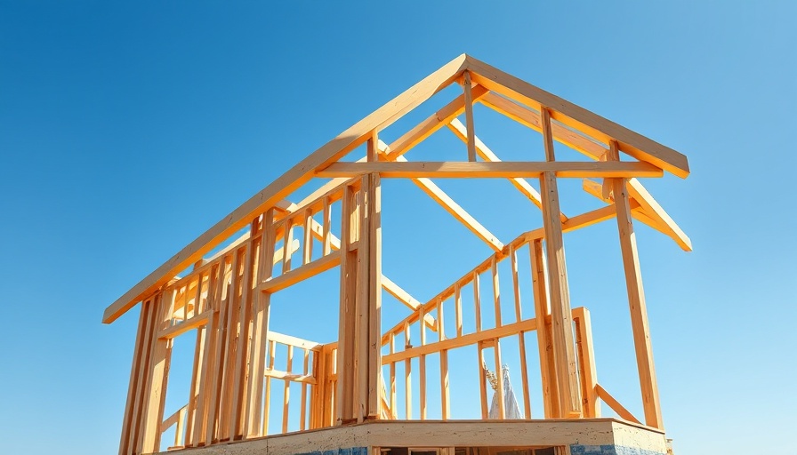 Wooden house frame under construction showing US housing shortage 3.8 million homes.
