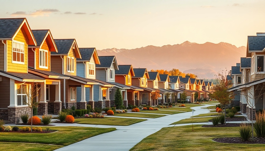 Utah Real Estate Boom: Modern houses at sunset in suburban neighborhood.