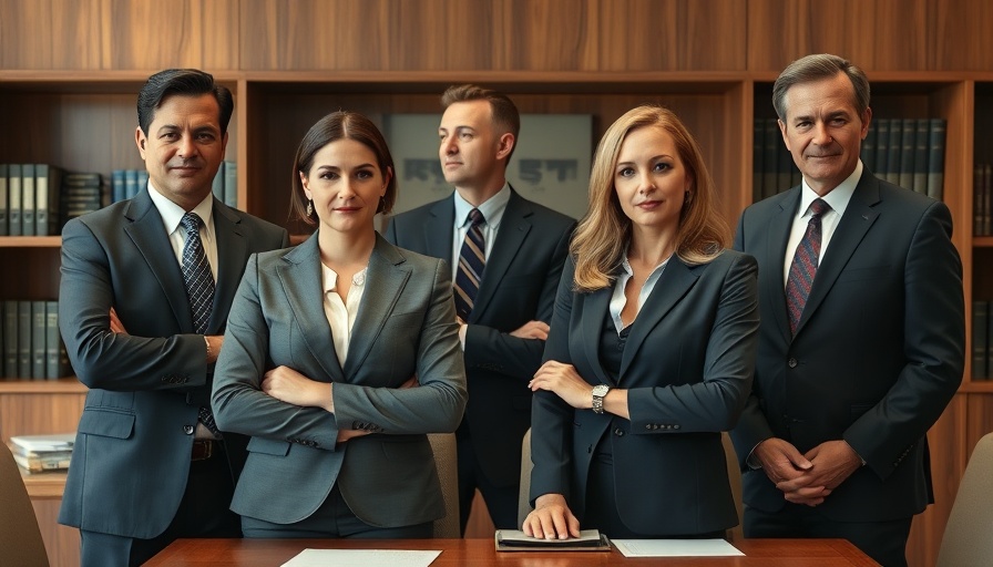 SEO for Lawyers: Diverse group of lawyers in formal attire in office.