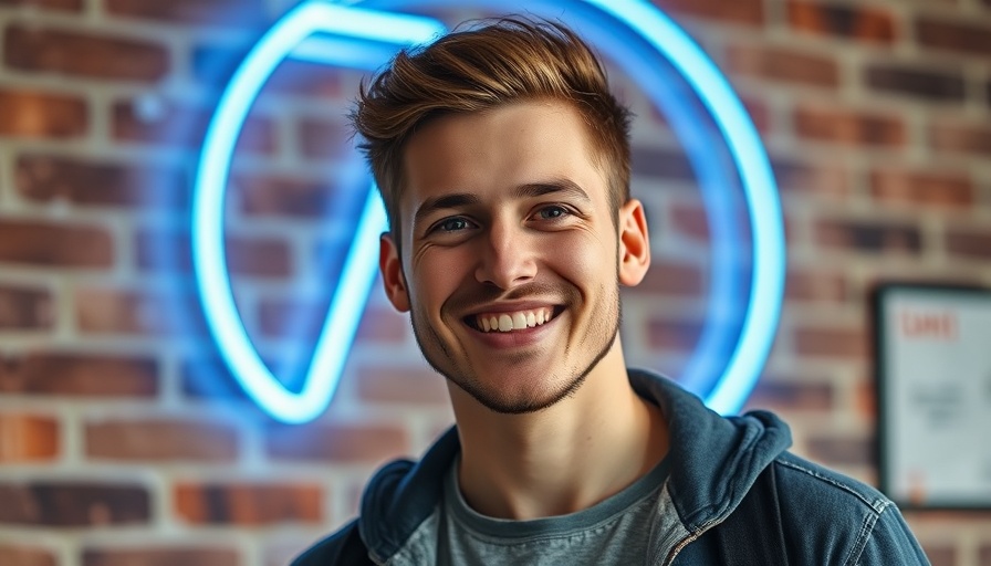 Young man smiling in front of a brick wall.