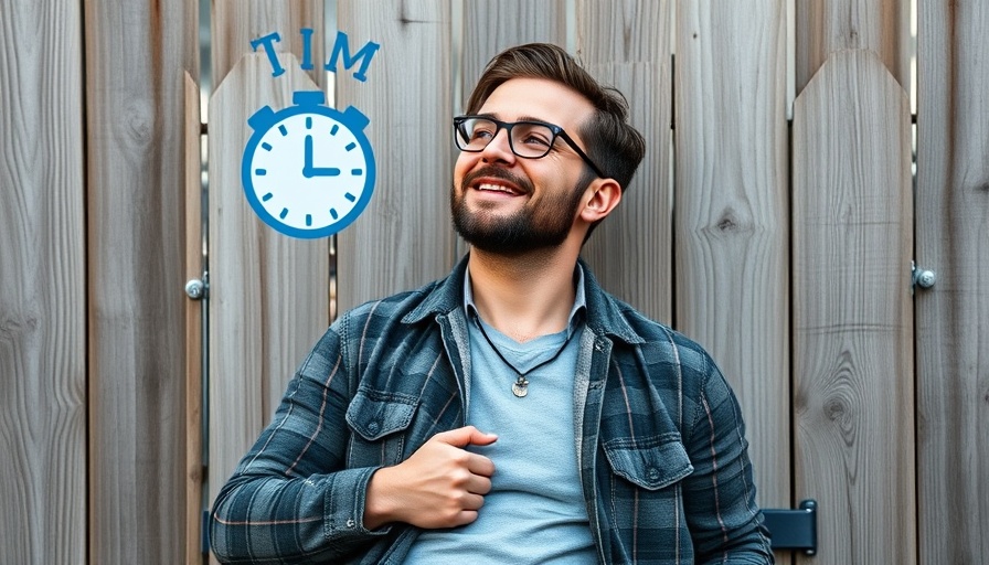 Inspirational man highlighting productivity habits with time icons